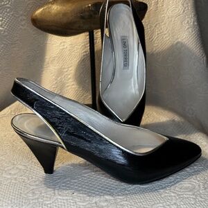 LINO TORRESI Black/Silver Slingback Sandal MADE IN ITALY